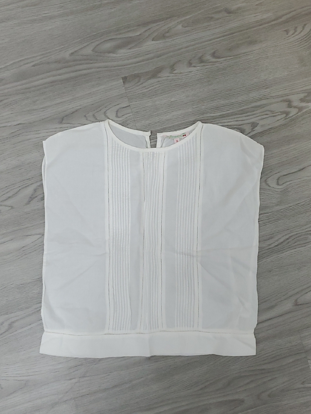 Bonpoint Cream Pintuck Front Sleeveless Blouse
